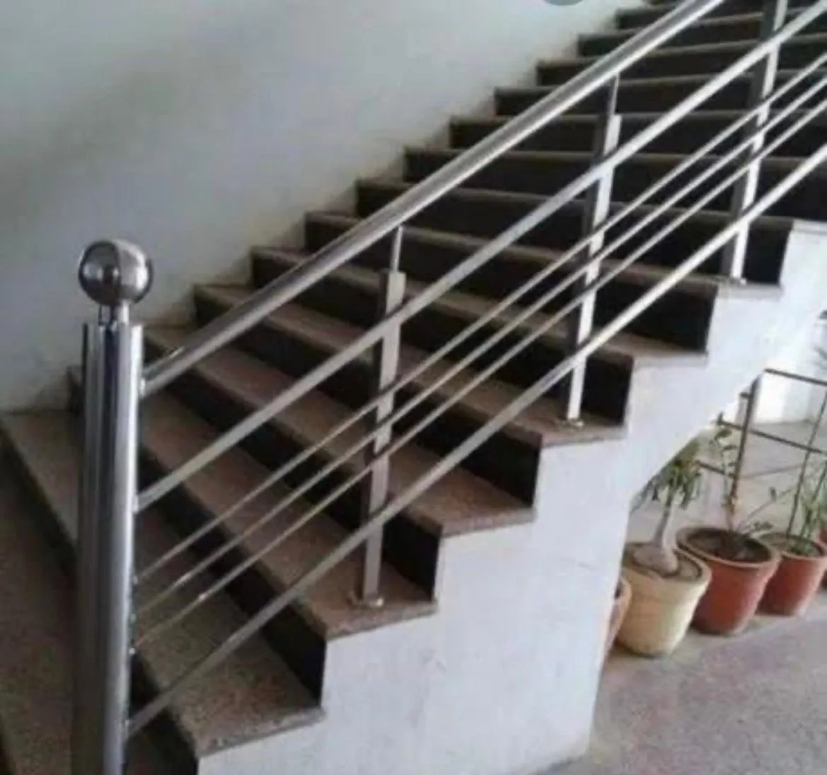 Stainless steel railing with ball post and multi-rod design